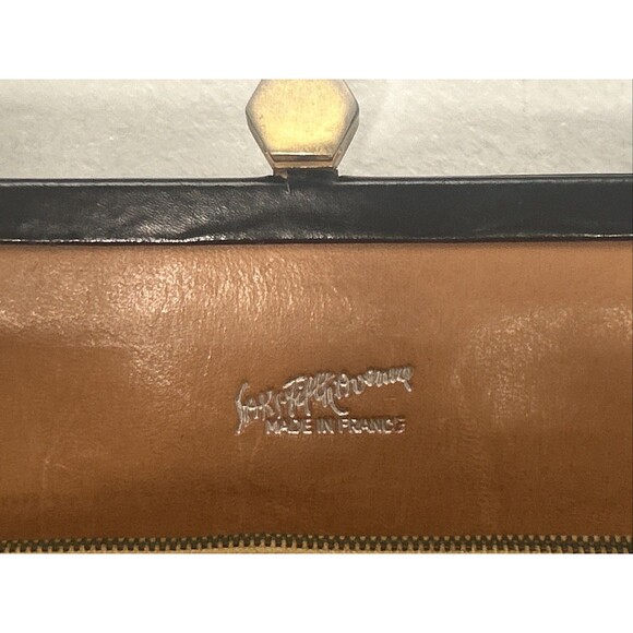 Vintage Saks Fifth Avenue Leather Handbag Purse Made in France Military Badge - Picture 6 of 11